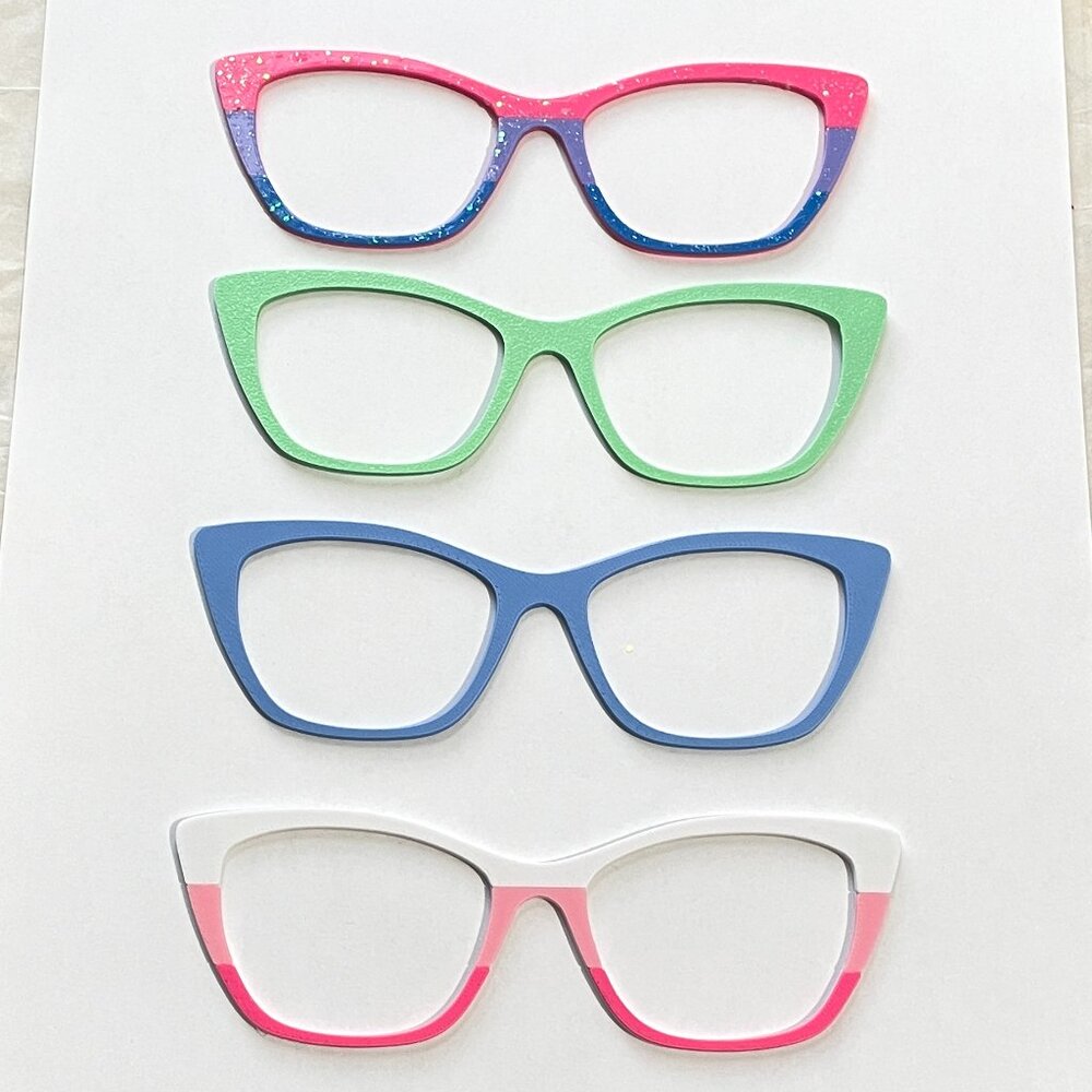 Set of 4 3D Printed Textured-Sparkle Pair Eyewear Toppers-Wanda